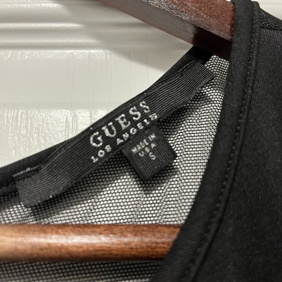 GUESS Mesh Black Bodycon Peplum Dress - Picture 3 of 3
